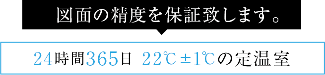 図面の精度を保証致します。24時間365日20℃±1℃の定温室